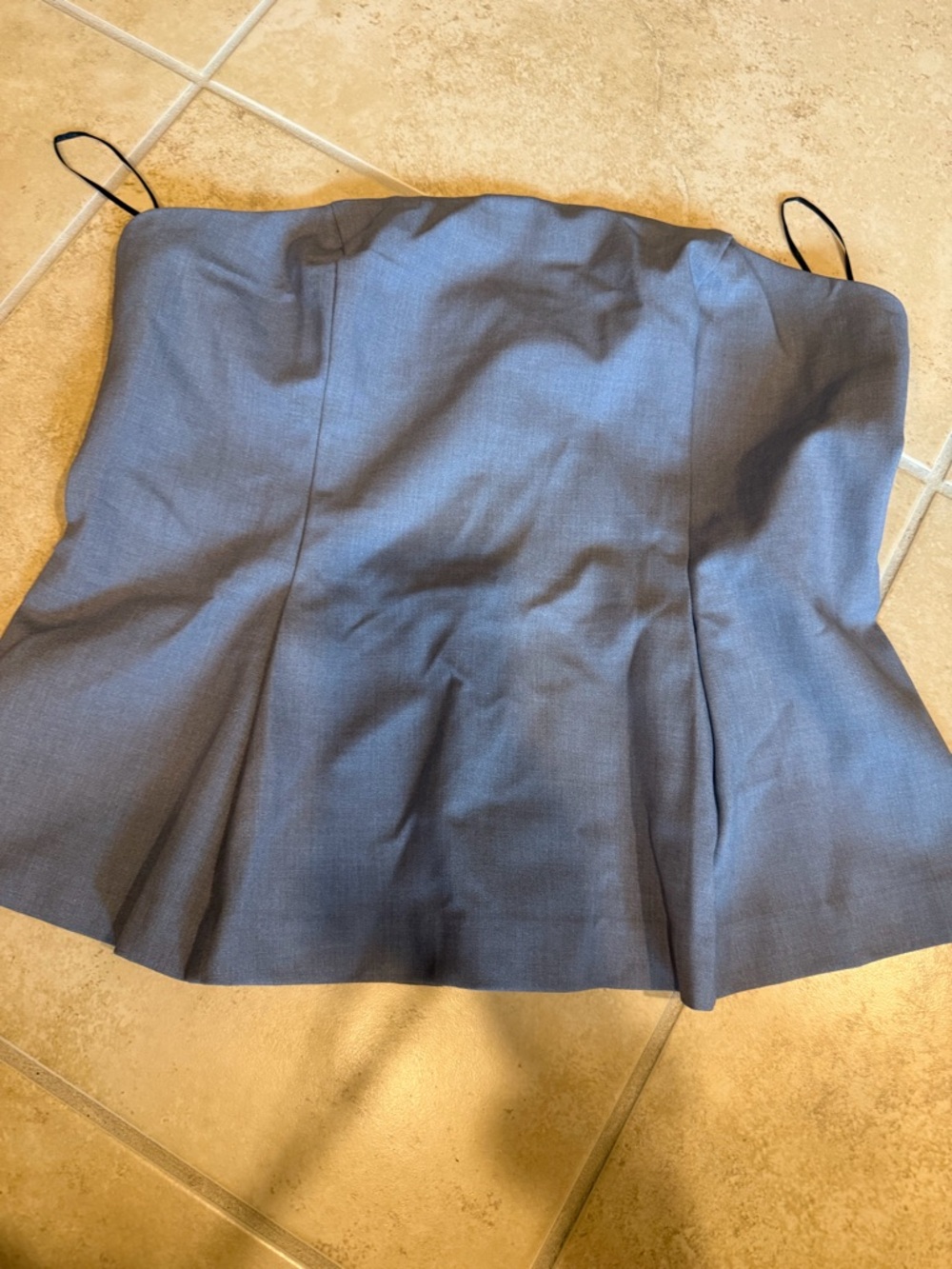Strapless Slate Blue Peplum Top